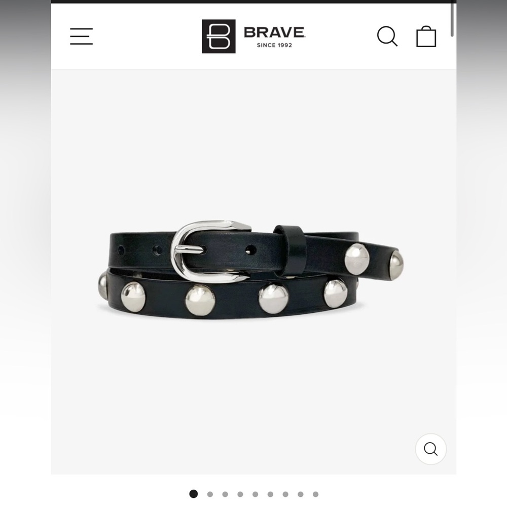 Black and Silver Brave Leather Studded Joni Nappa Belt
